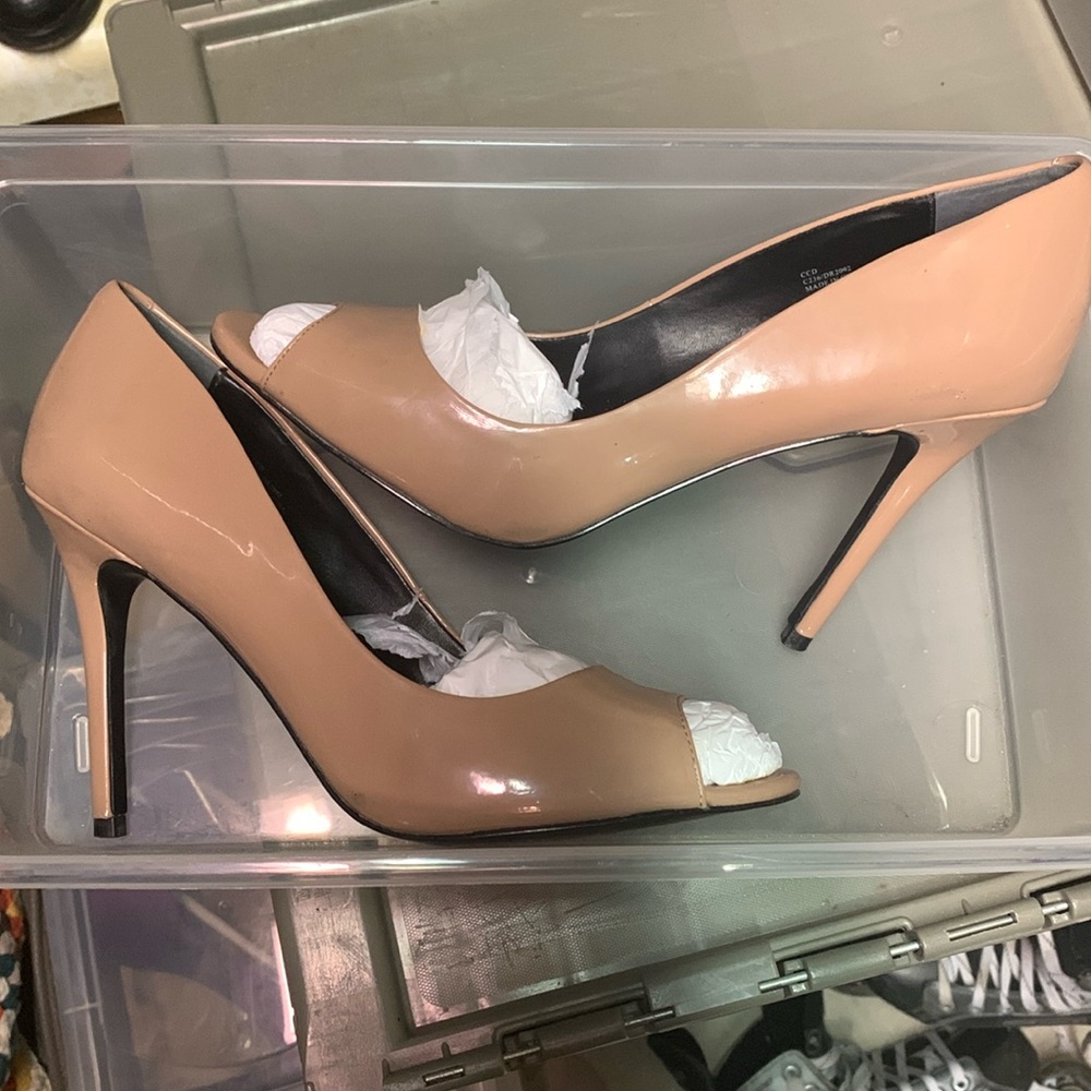 Nude Peep Toe Heels, Size 8.5